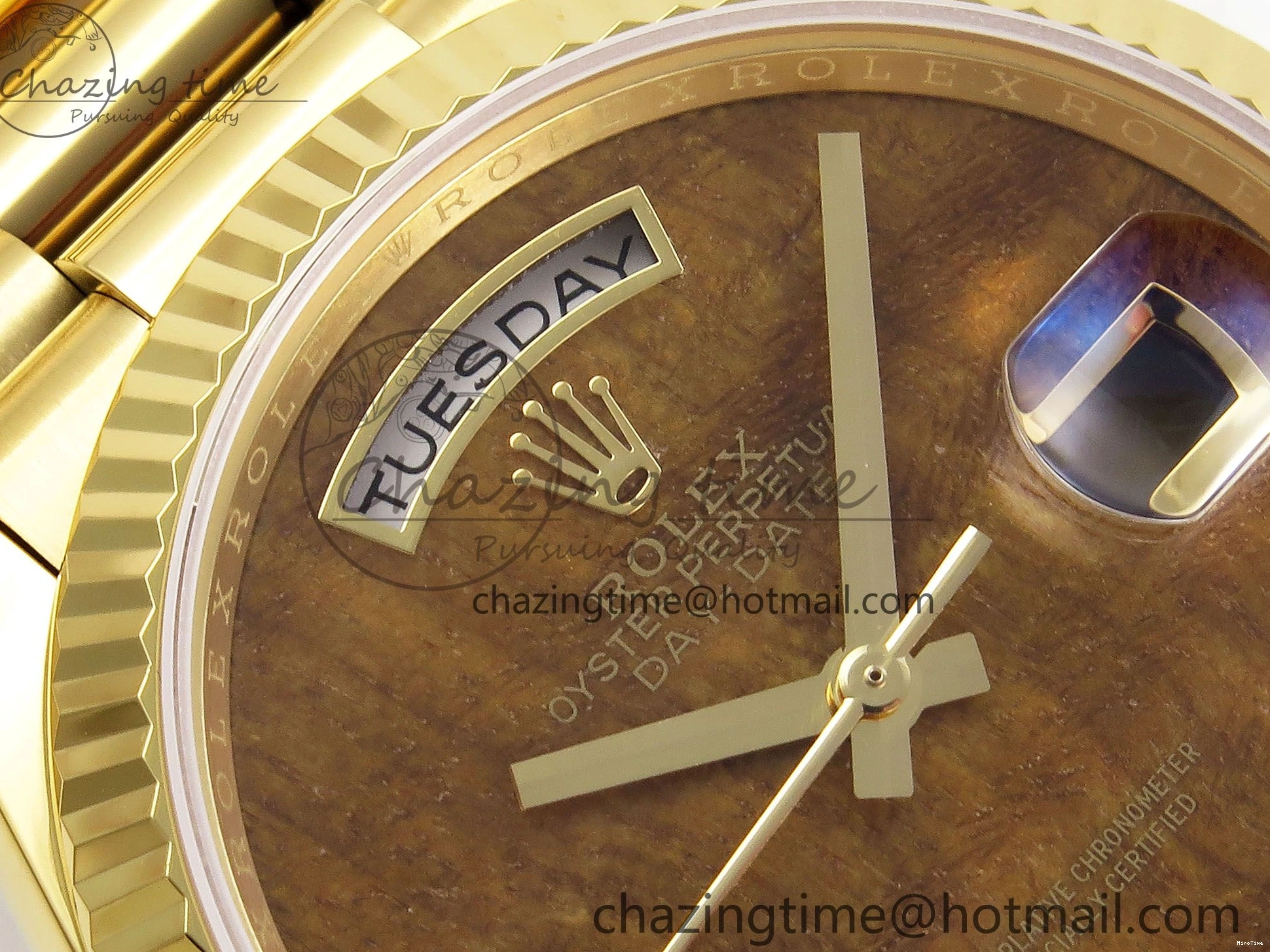 MiroTime 0324 Day Date 36 YG RAF Best Edition Brown Wave Dial on YG Bracelet A Effortless 1383